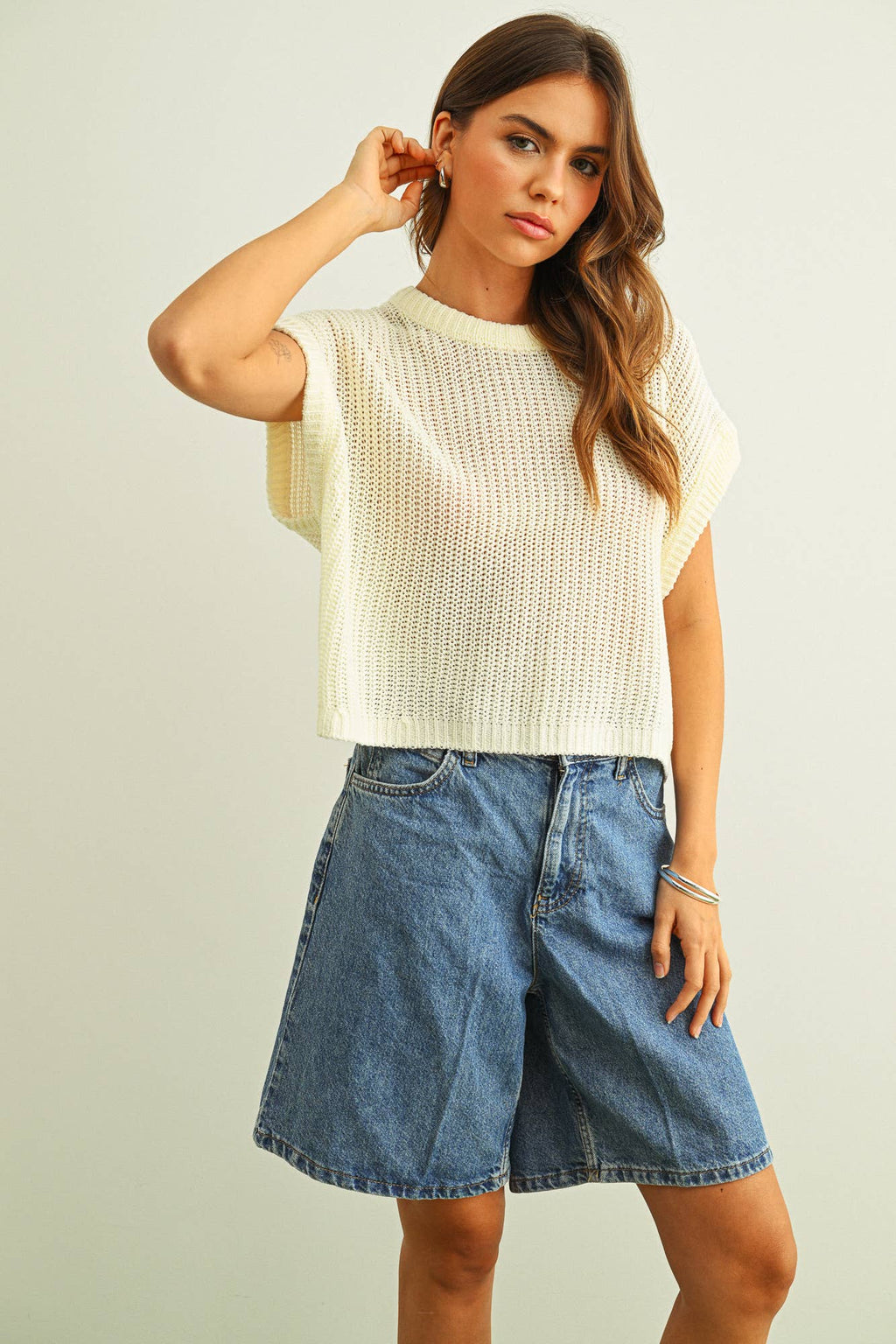 Courtney Knitted Top in Cream