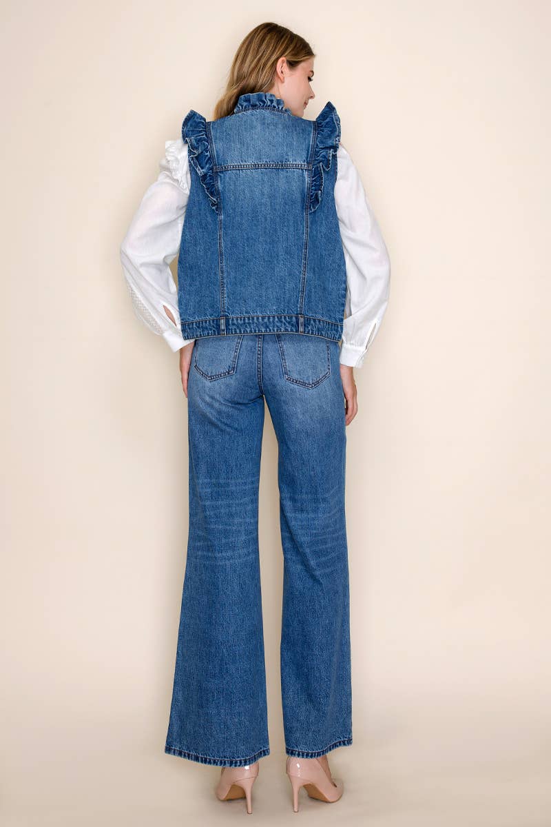 Ruffle Denim Vest