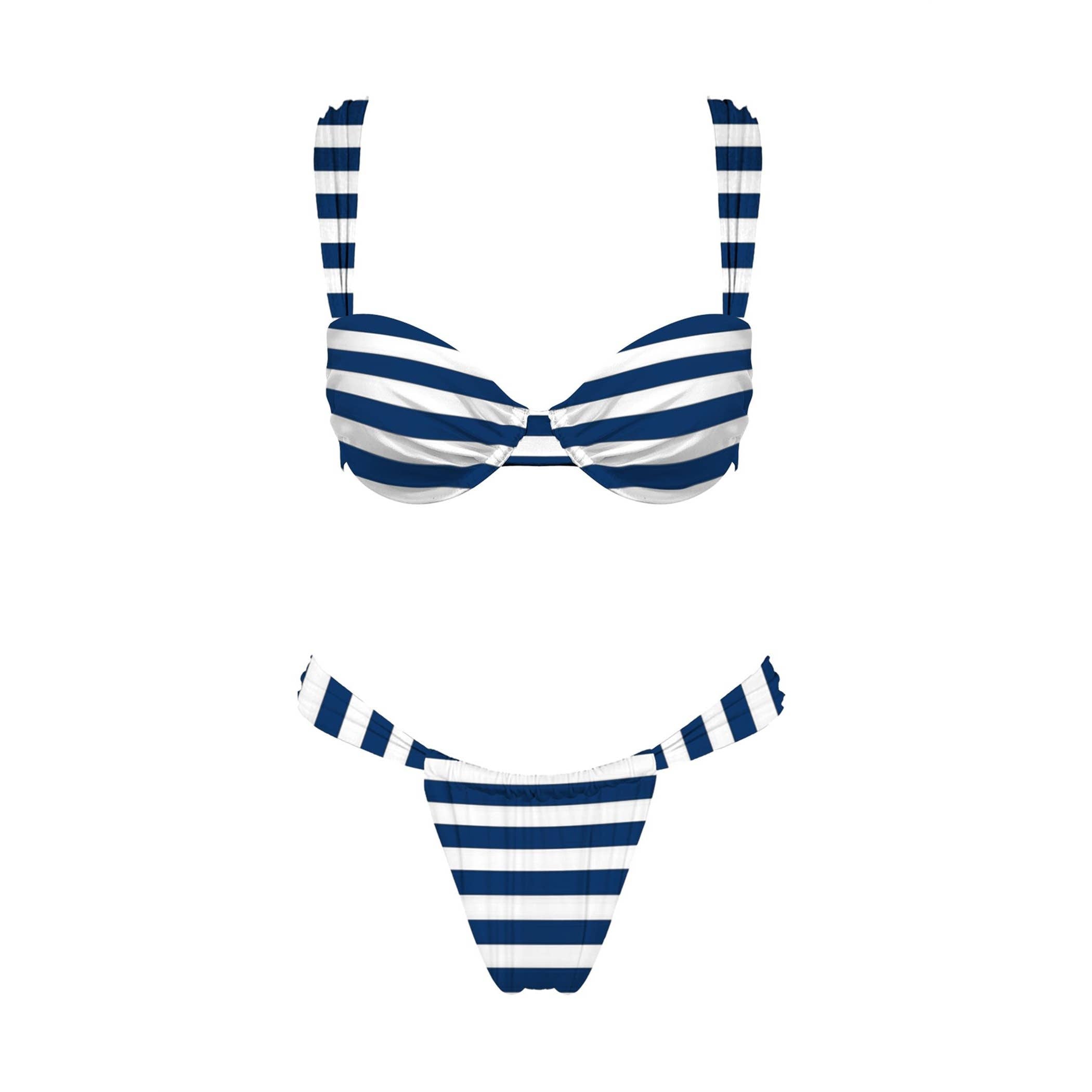 St Tropez Navy & White Bikini Set