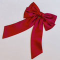 Satin Bow Hair Clipin Burgundy