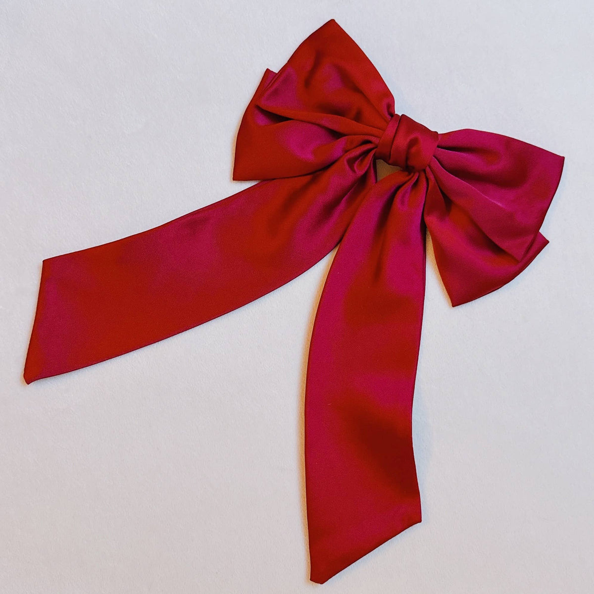 Satin Bow Hair Clipin Burgundy