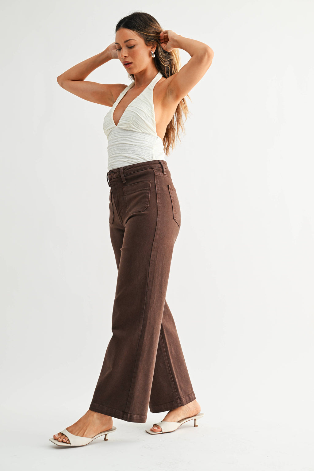 The Sailor Wide Leg Denim in Dark Brown