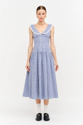 Camie Collared Midi Dress in Blue Gingham