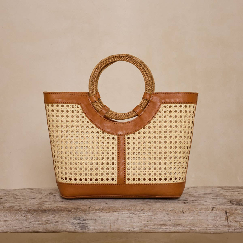 Main Street Tote with Rattan Handle