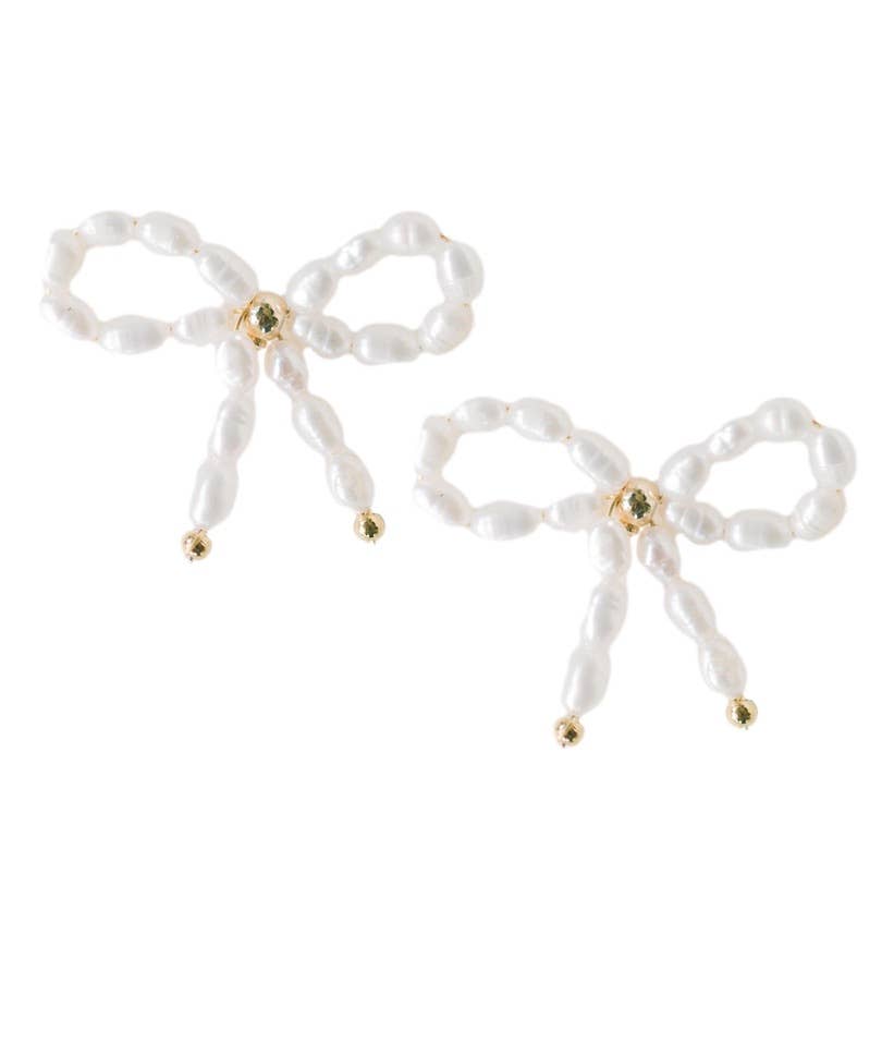 Charlotte Pearl Bow Earrings