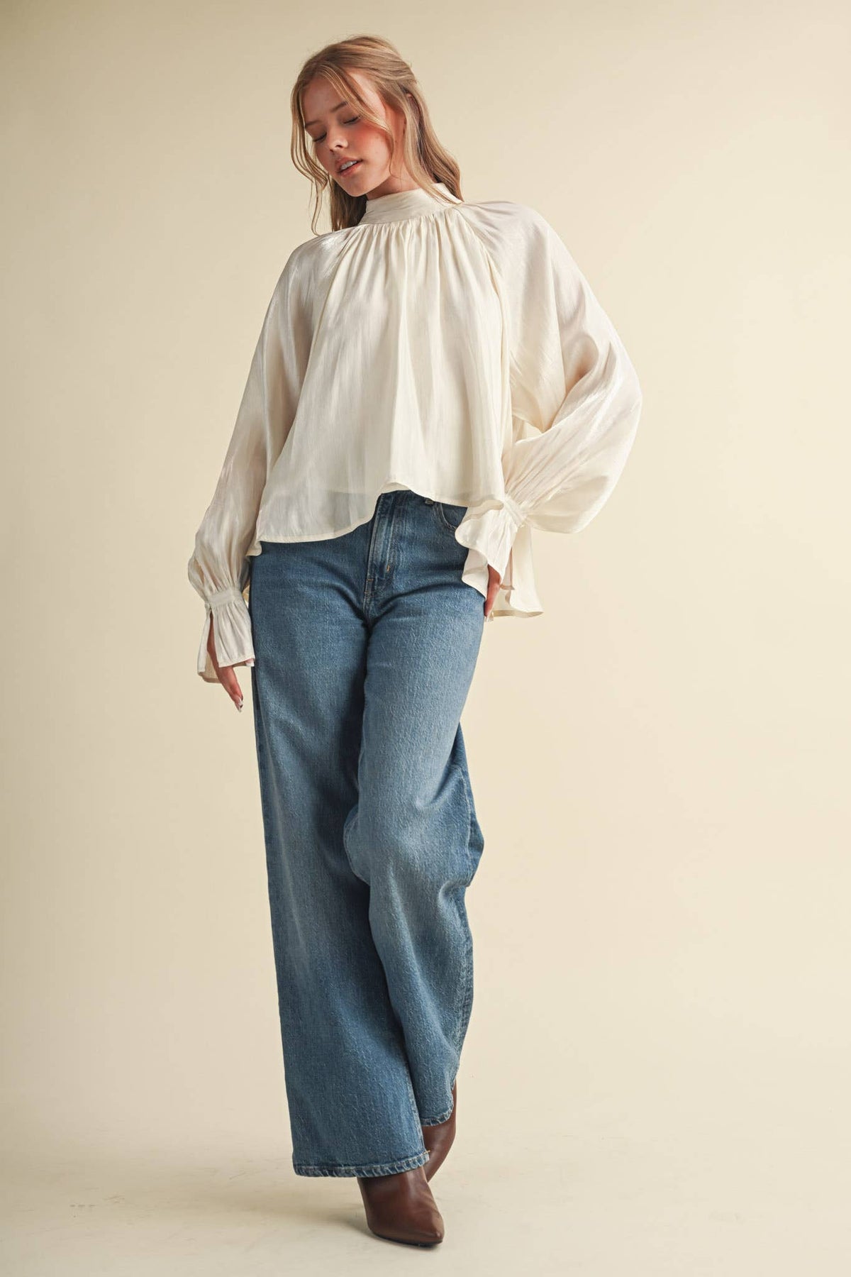 Georgie Tie Top in Cream
