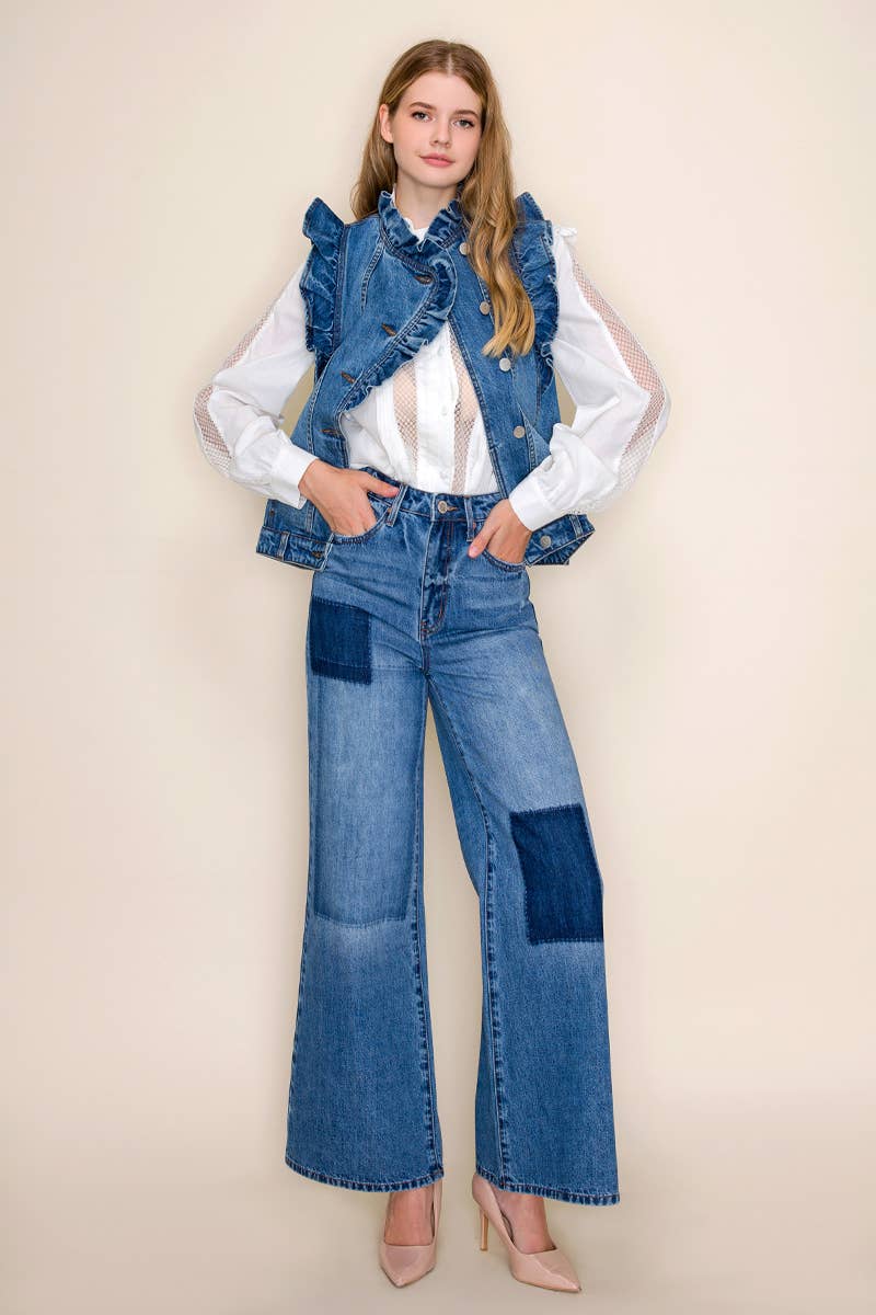 Ruffle Denim Vest