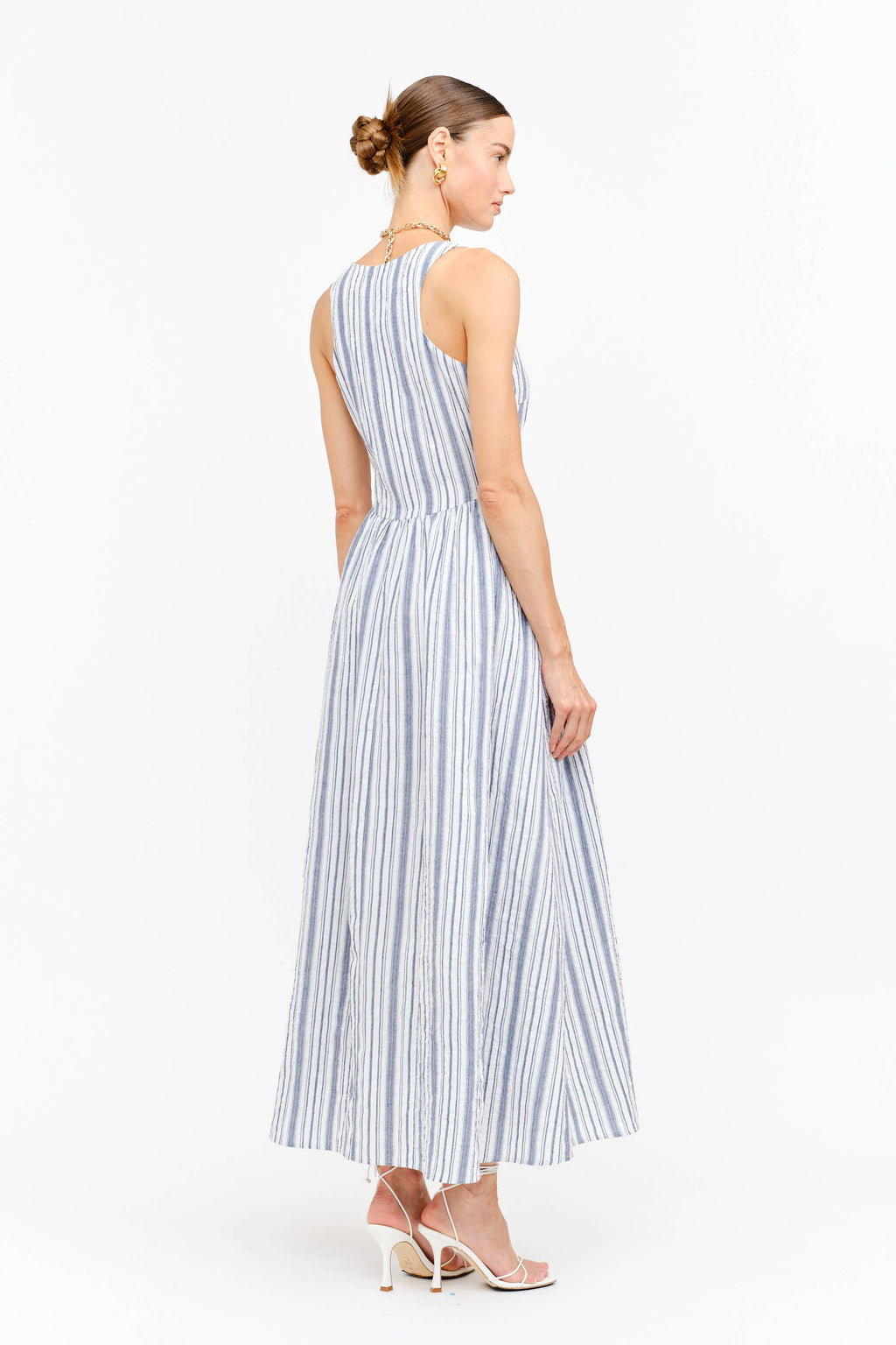 Haddie Dress in Blue Seersucker