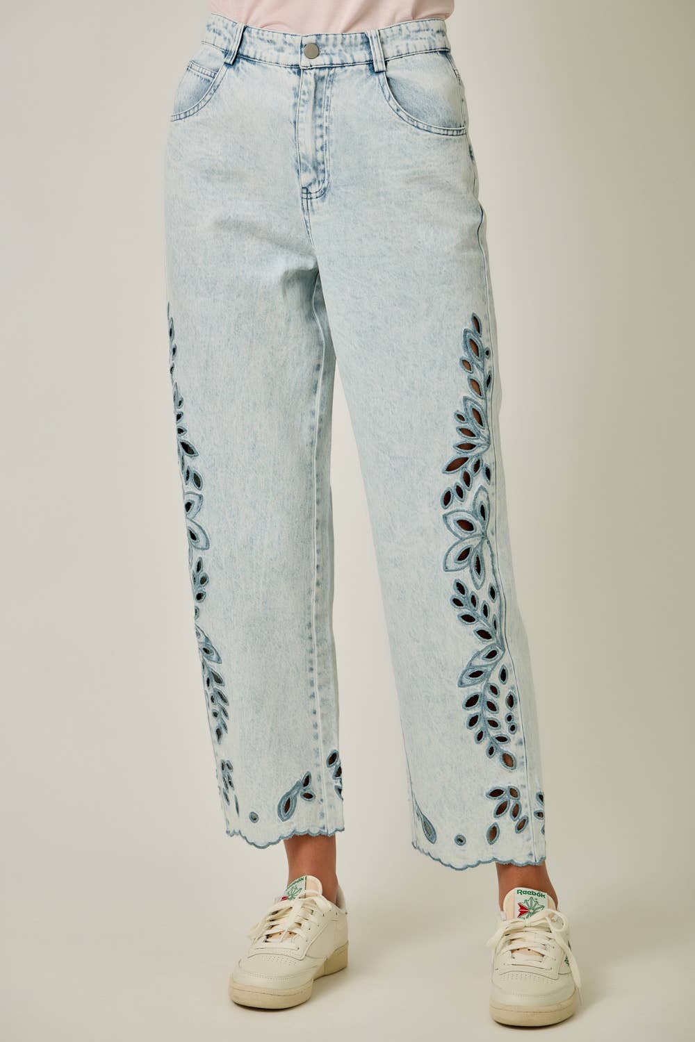 Gracie Eyelet Jeans in Light Wash