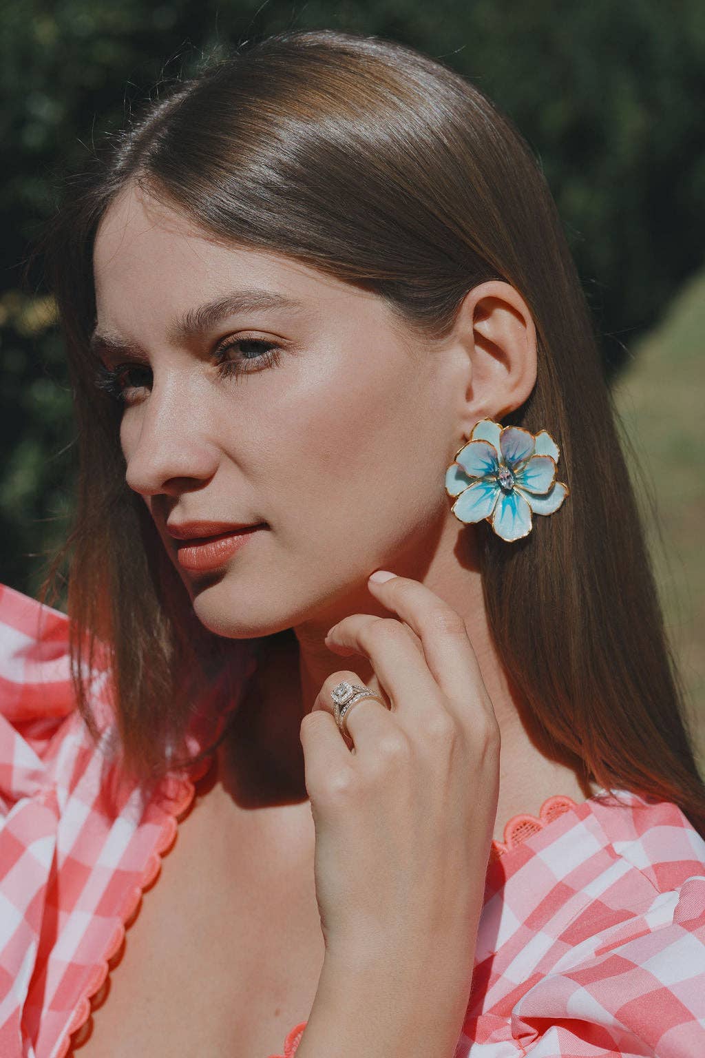 The Pink Reef Large Sea Blue Jewel Box Earrings