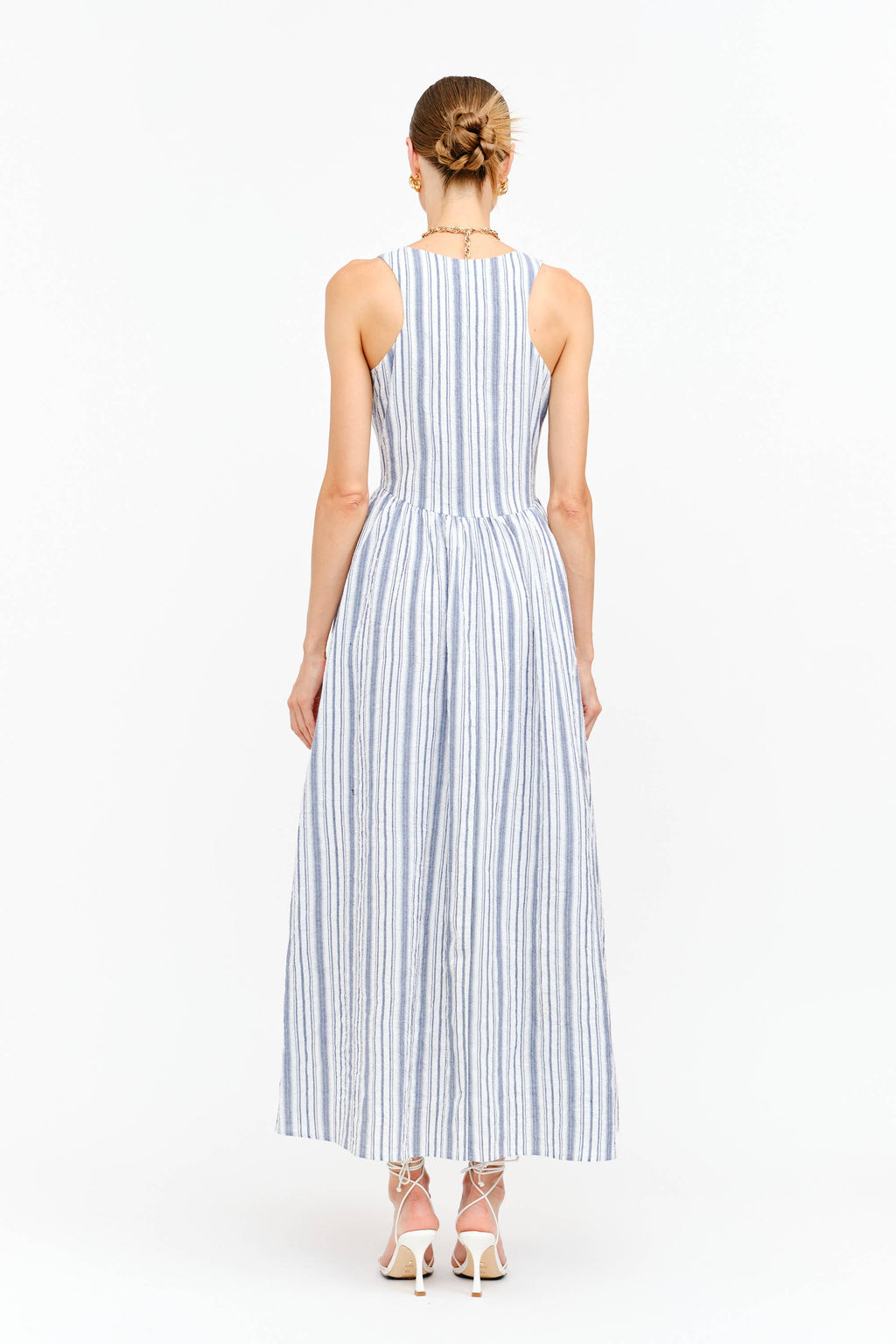 Haddie Dress in Blue Seersucker