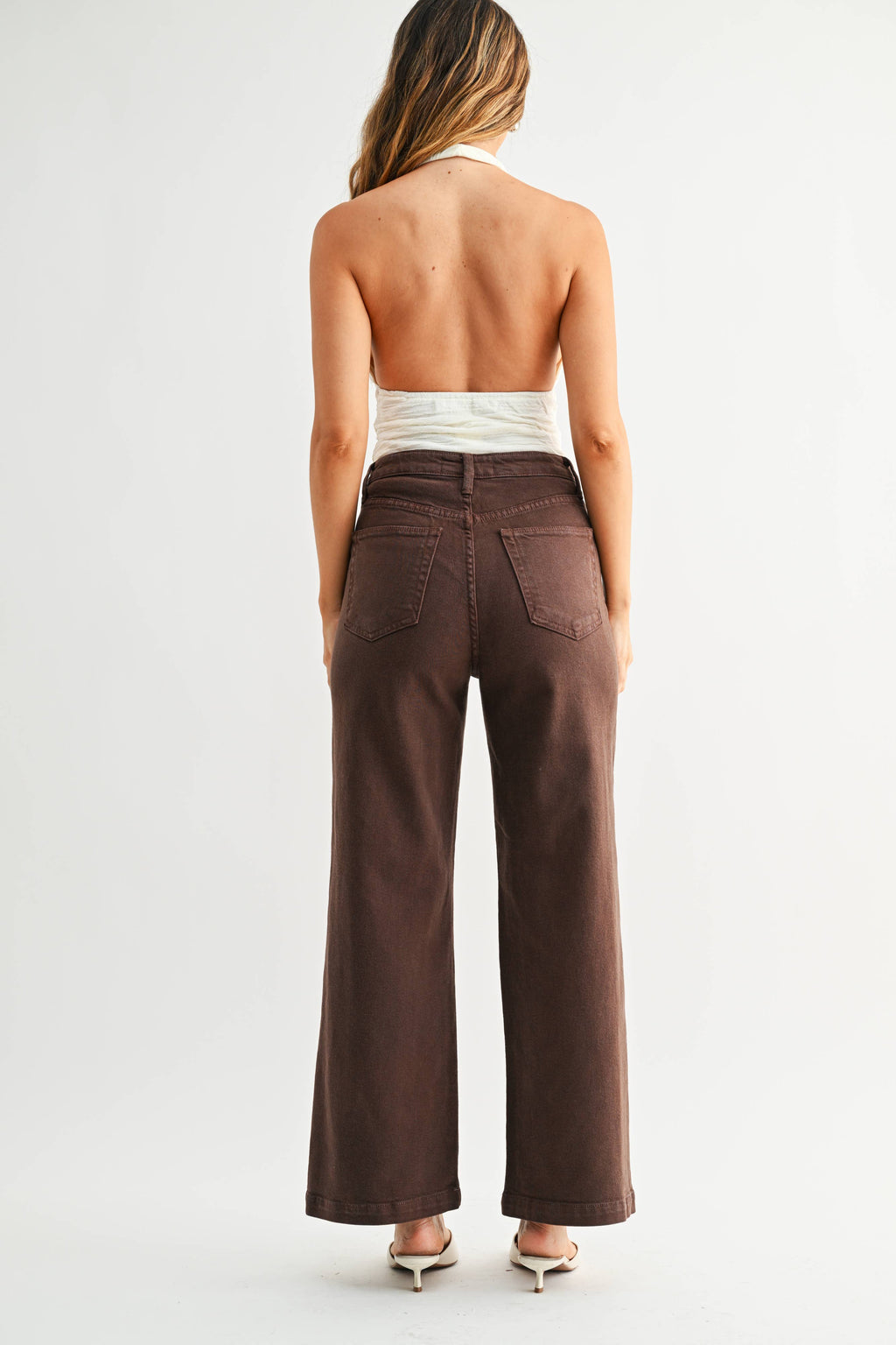 The Sailor Wide Leg Denim in Dark Brown