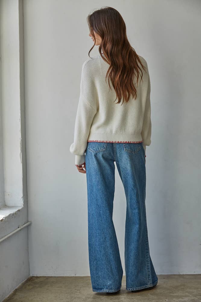 American Flag Sweater with Nantucket Embroidery
