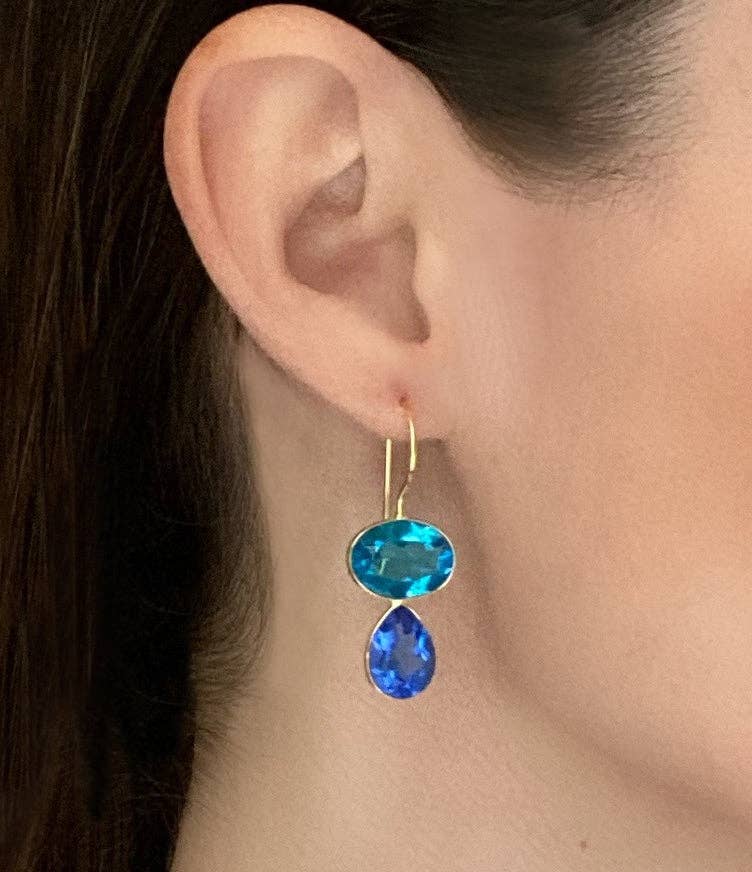 Valencia Teardrop Earring in Blueberry Gold