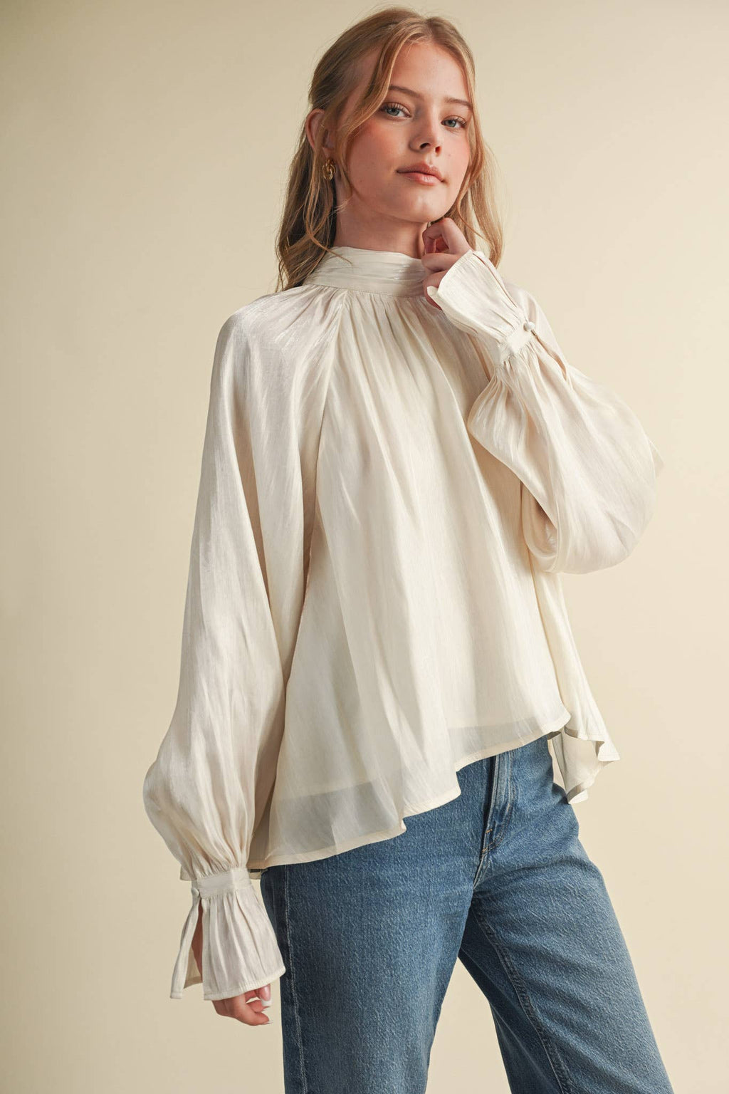 Georgie Tie Top in Cream