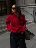 White + Warren Cashmere Blend Crewneck in Chili