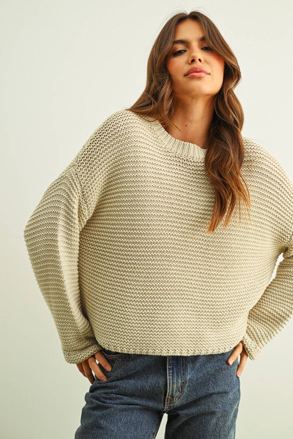 Betty Cotton Sweater in Ivory