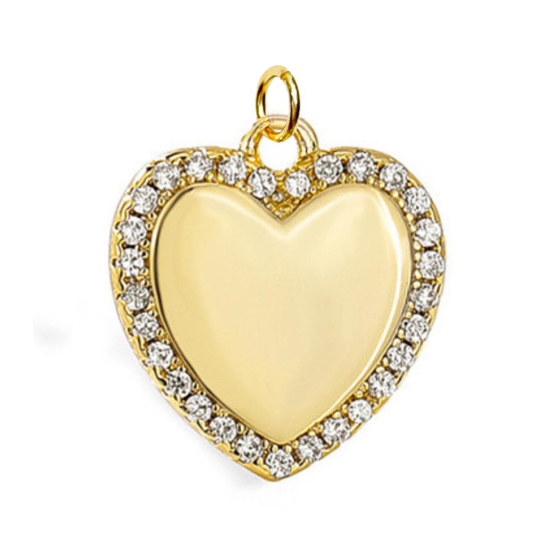 Gold CZ Heart Charm