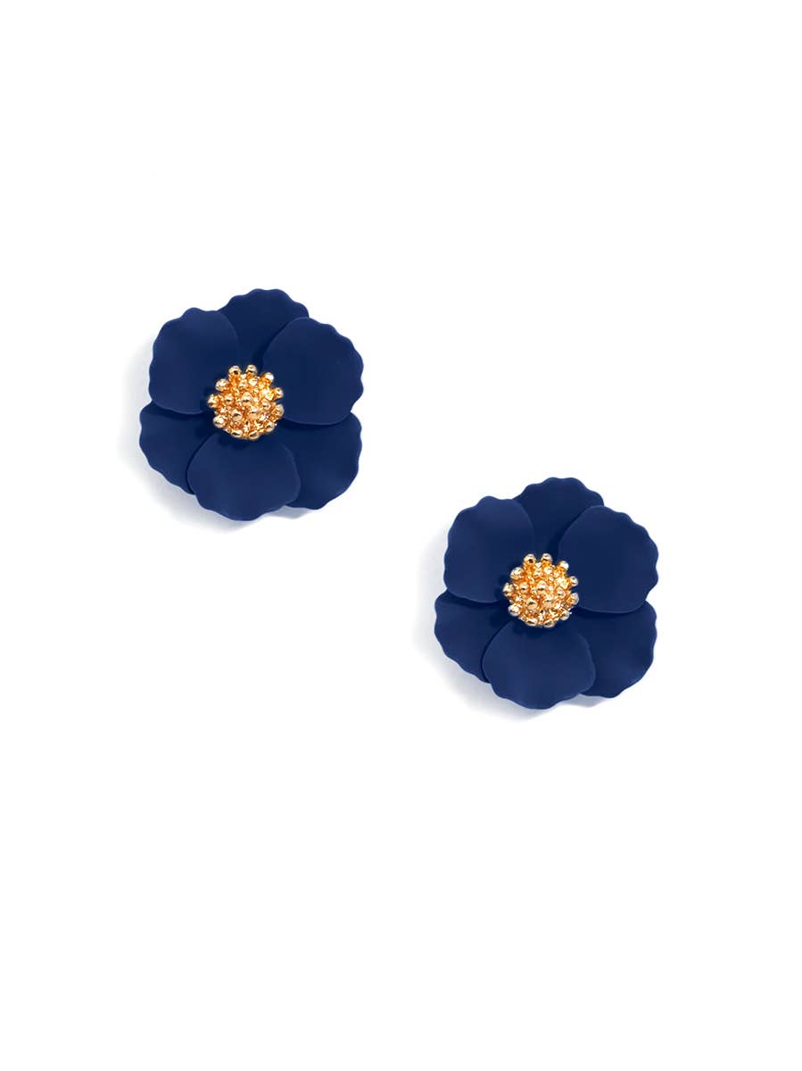 Mini Garden Party Earring in Navy Blue