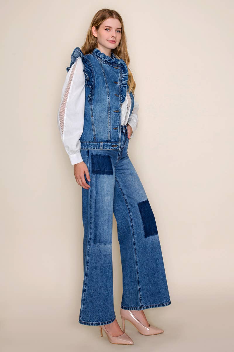 Ruffle Denim Vest
