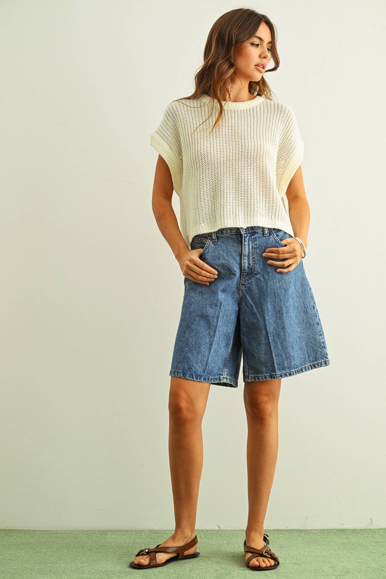 Courtney Knitted Top in Cream