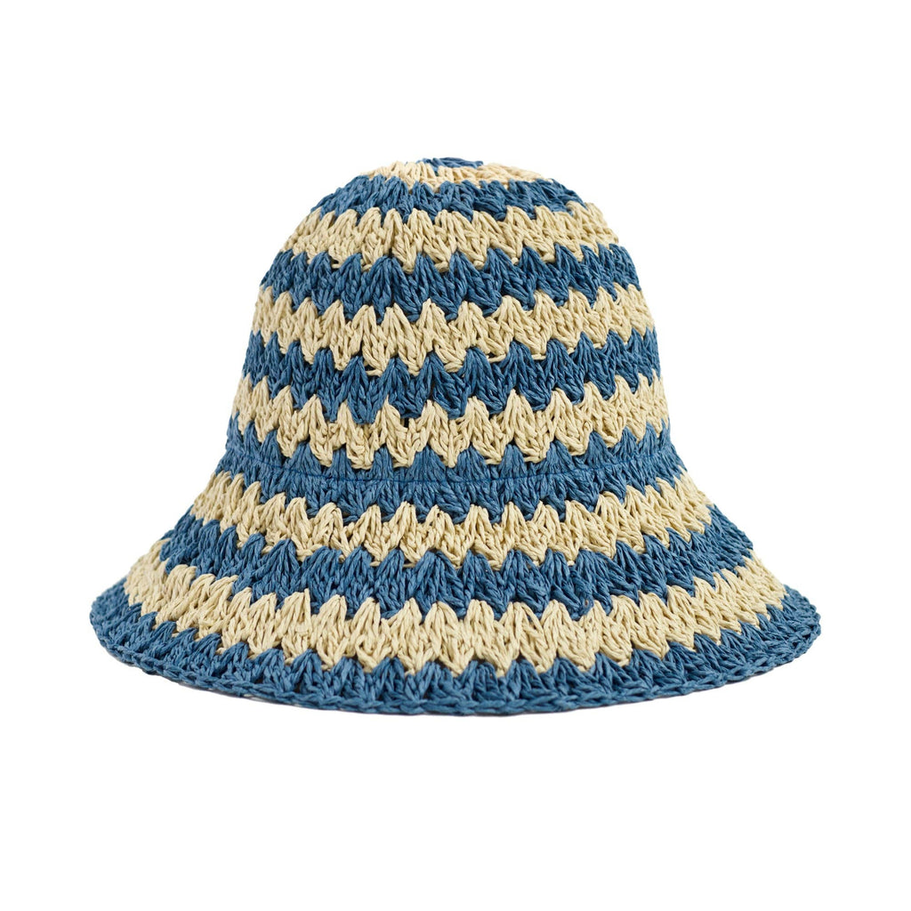 Packable Straw Hat in Blue