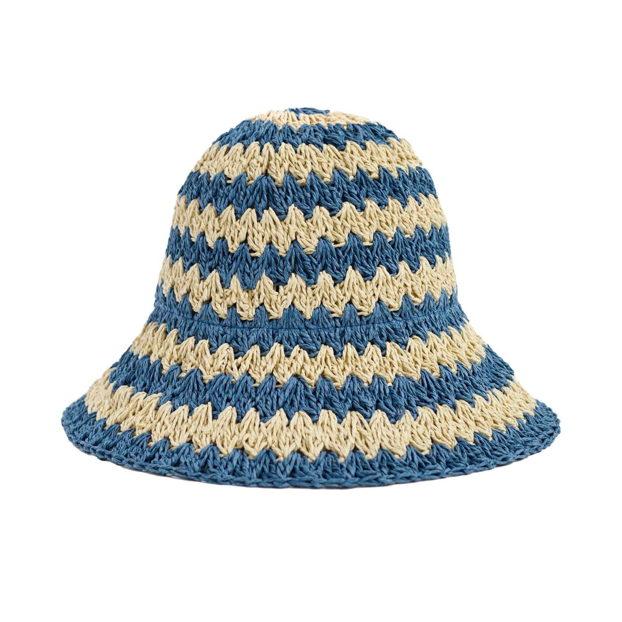 Packable Straw Hat in Blue