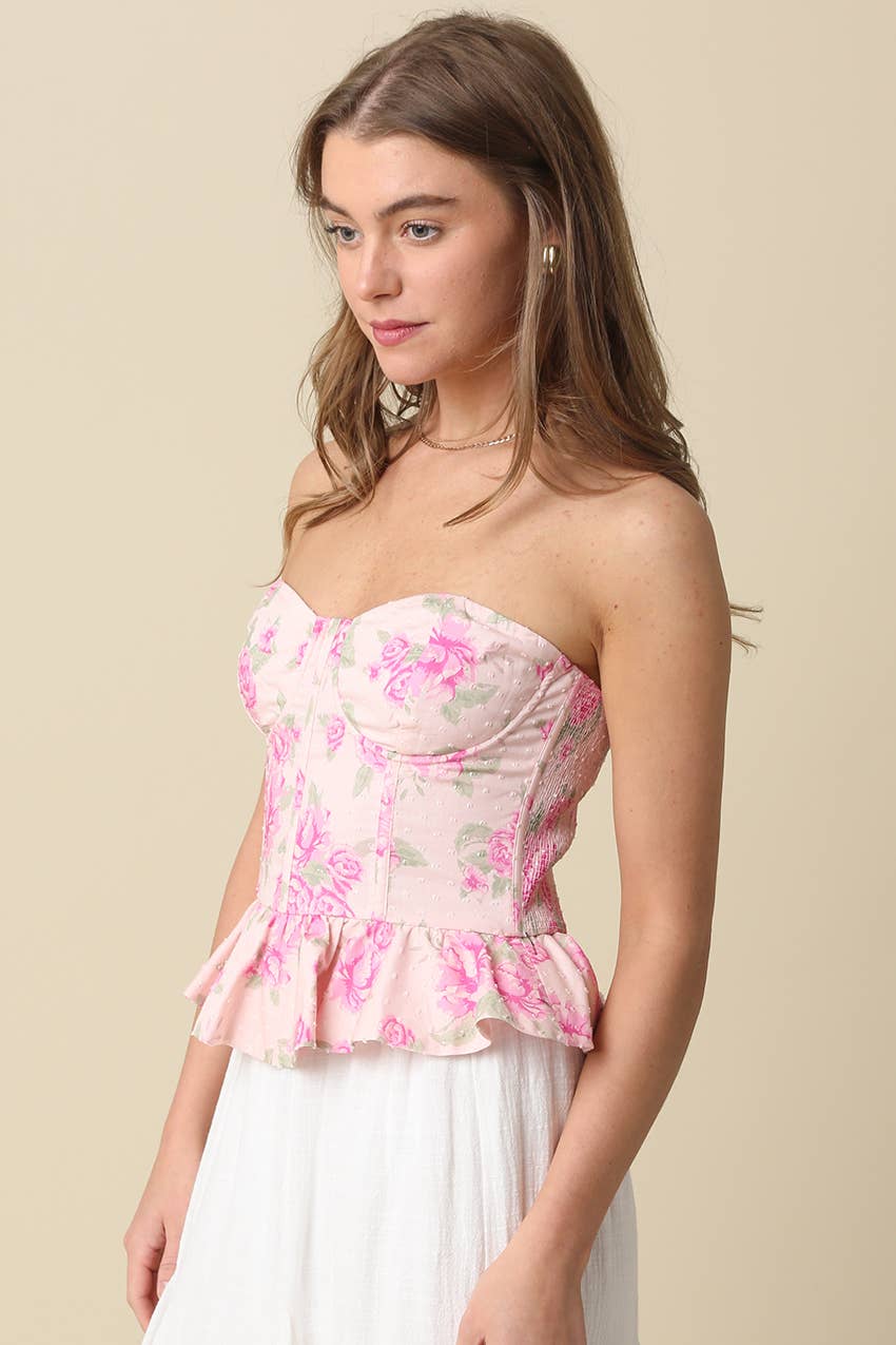 Tiffany Floral Peplum Corset Top