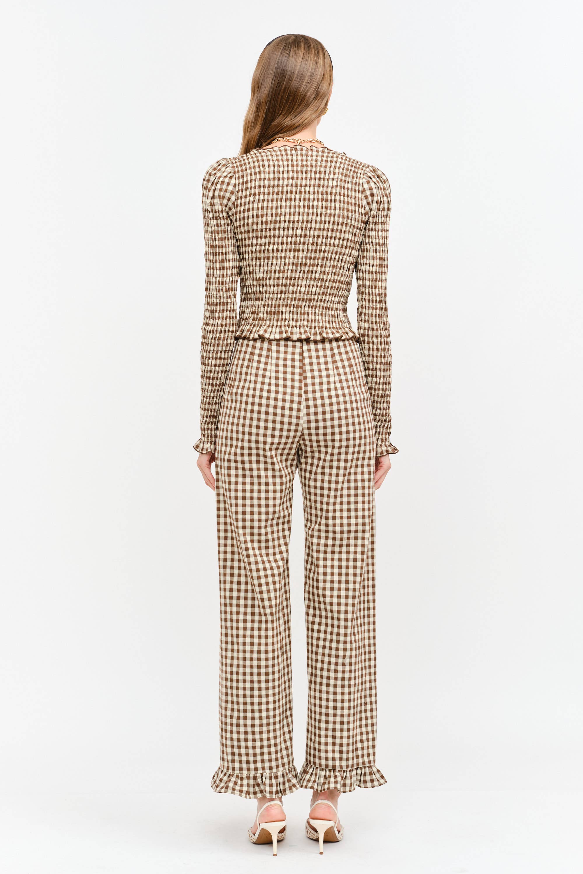 Gracie Gingham Top in Brown