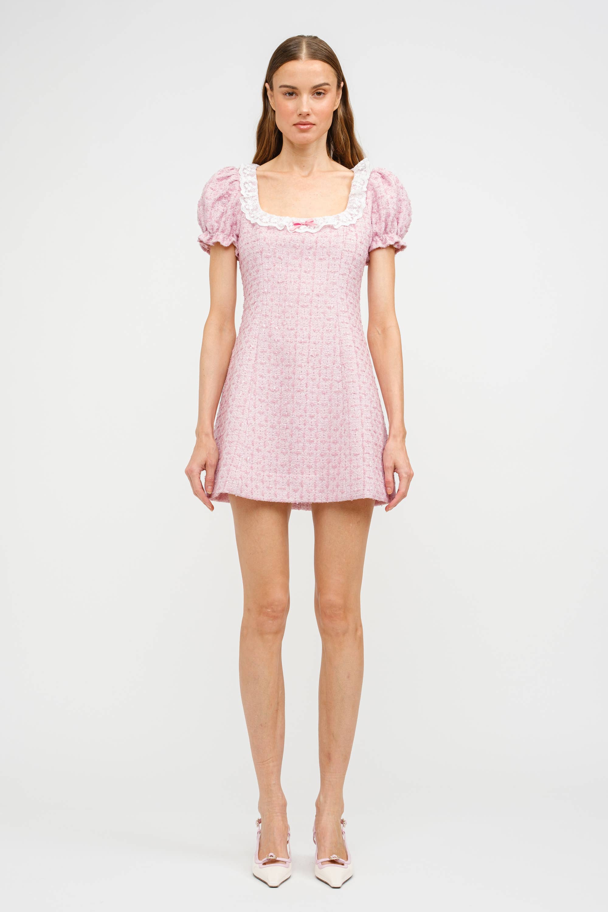 Kimmy Dress in Pink Tweed