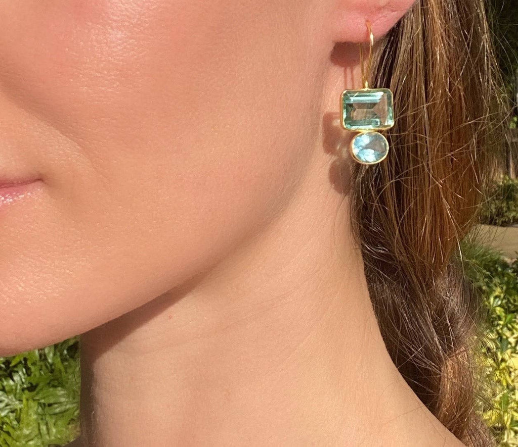 Valencia Earring in Aqua & Lime