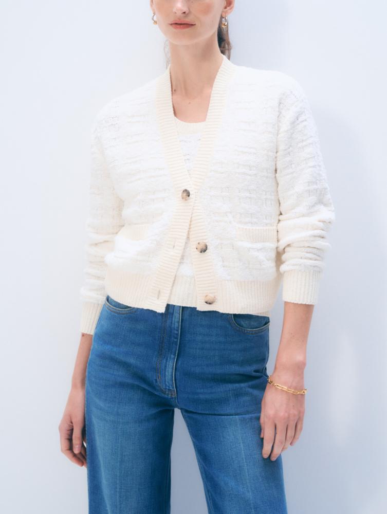 TEXTURED BOUCLE CARDIGAN