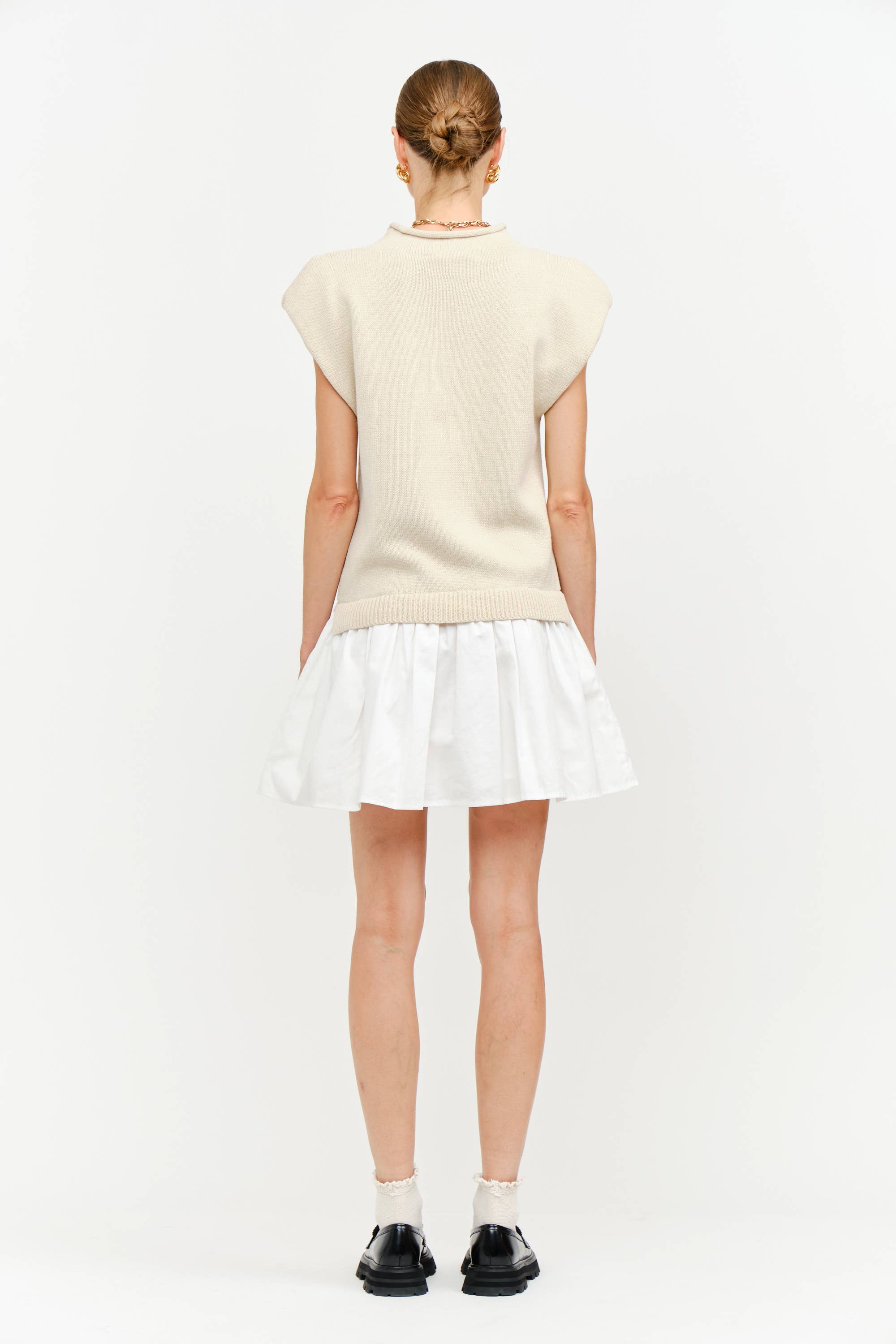 Eleanor Dress in Natural & White