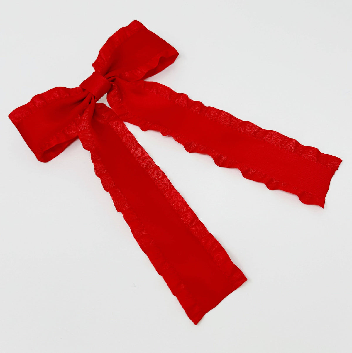 Frill Bow Hair Clip in Red