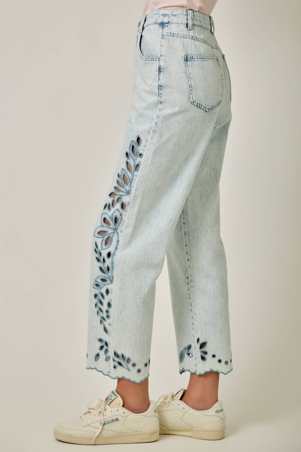 Gracie Eyelet Jeans in Light Wash
