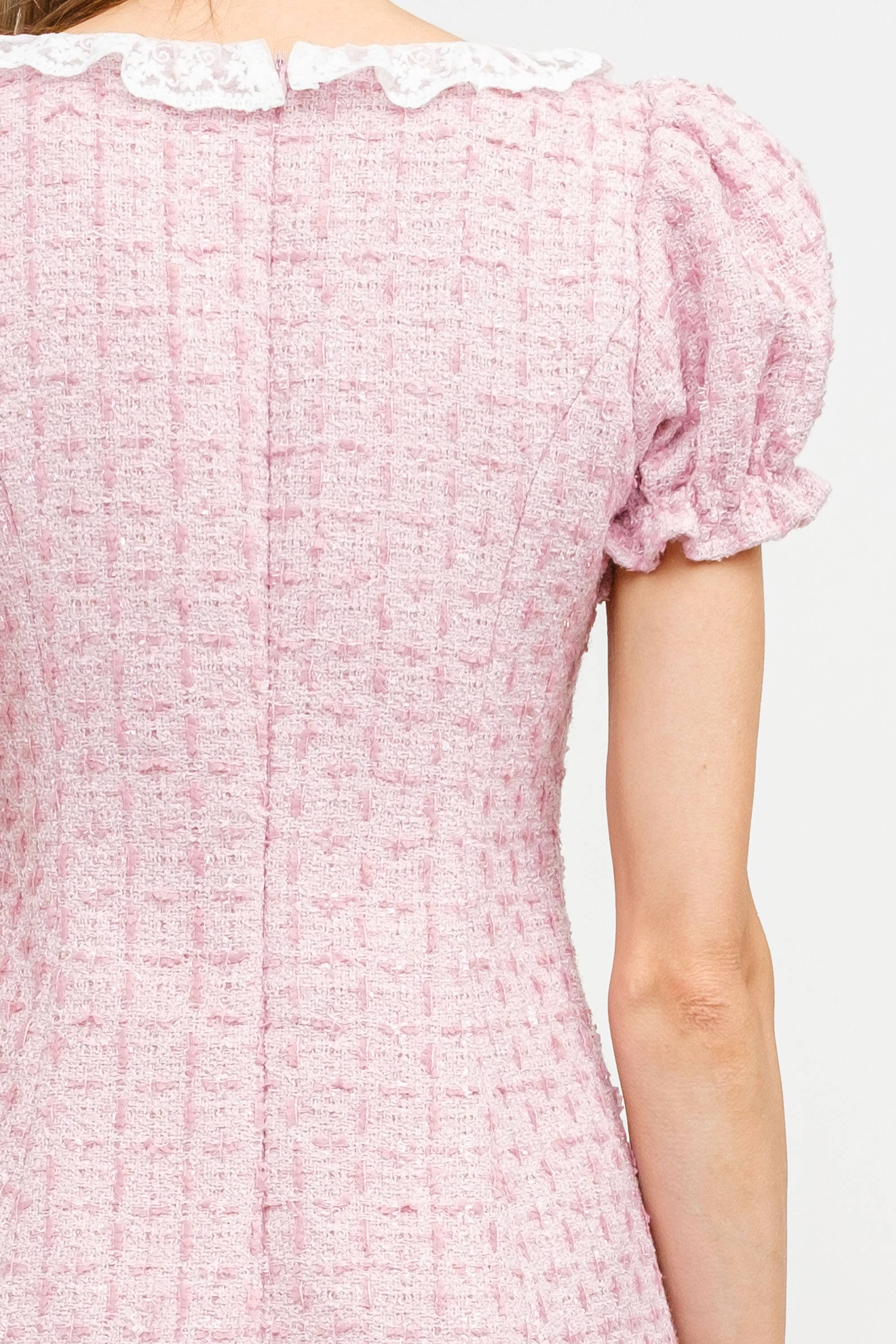 Kimmy Dress in Pink Tweed