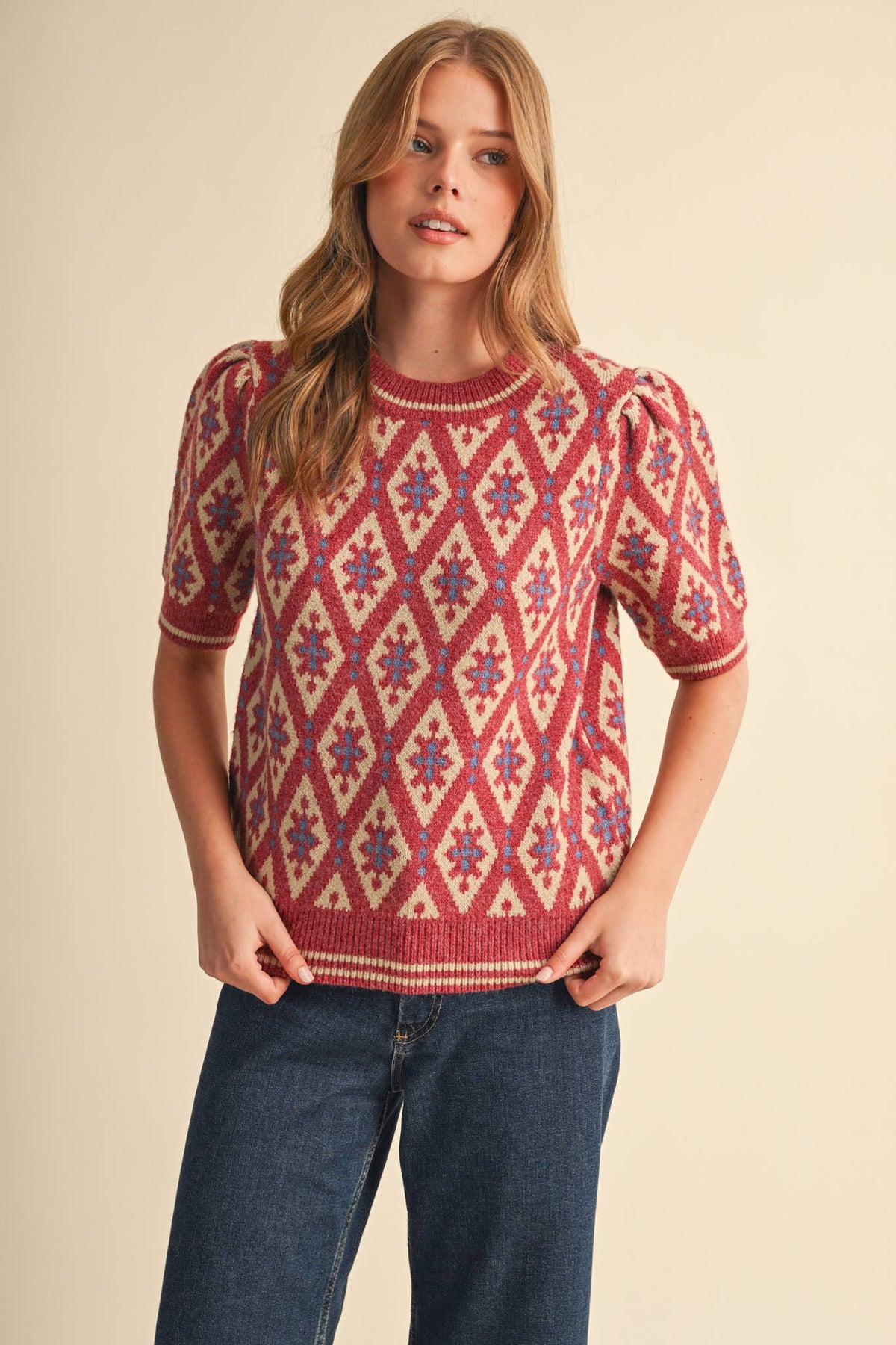 Maggie Knit Top in Pink Sand