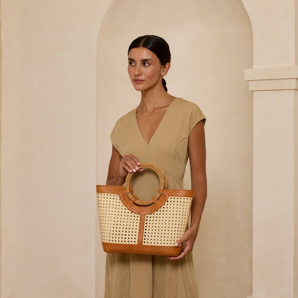 Main Street Tote with Rattan Handle