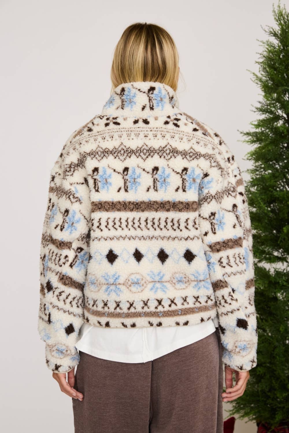 Courtney Fair Isle Holiday Sherpa Jacket