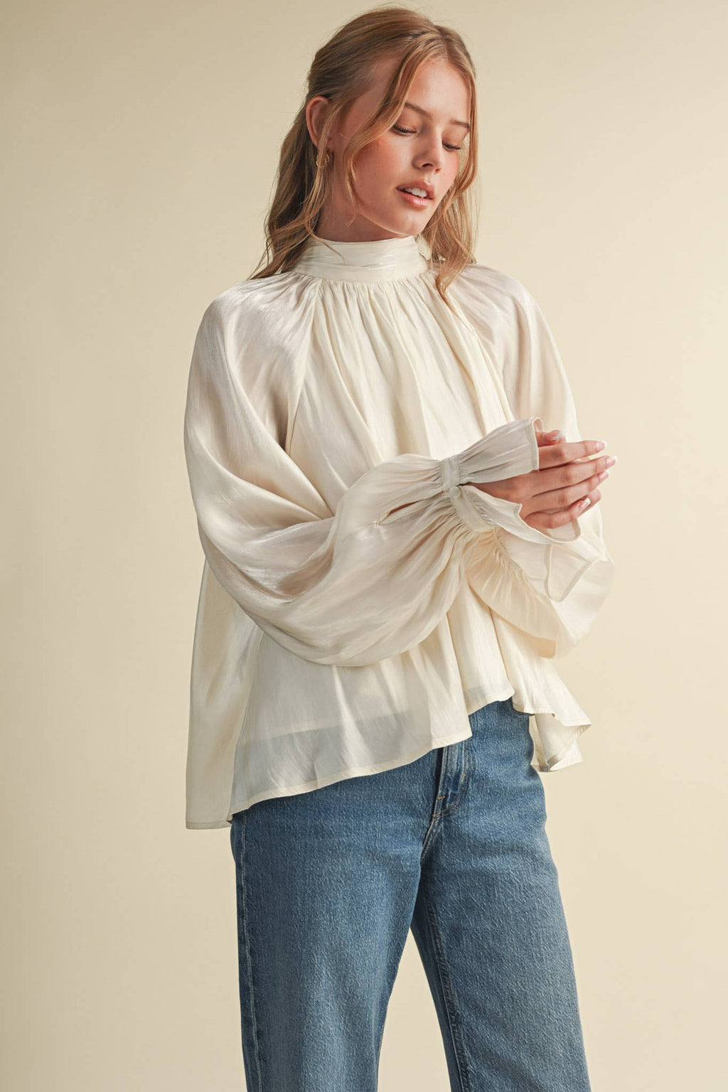 Georgie Tie Top in Cream