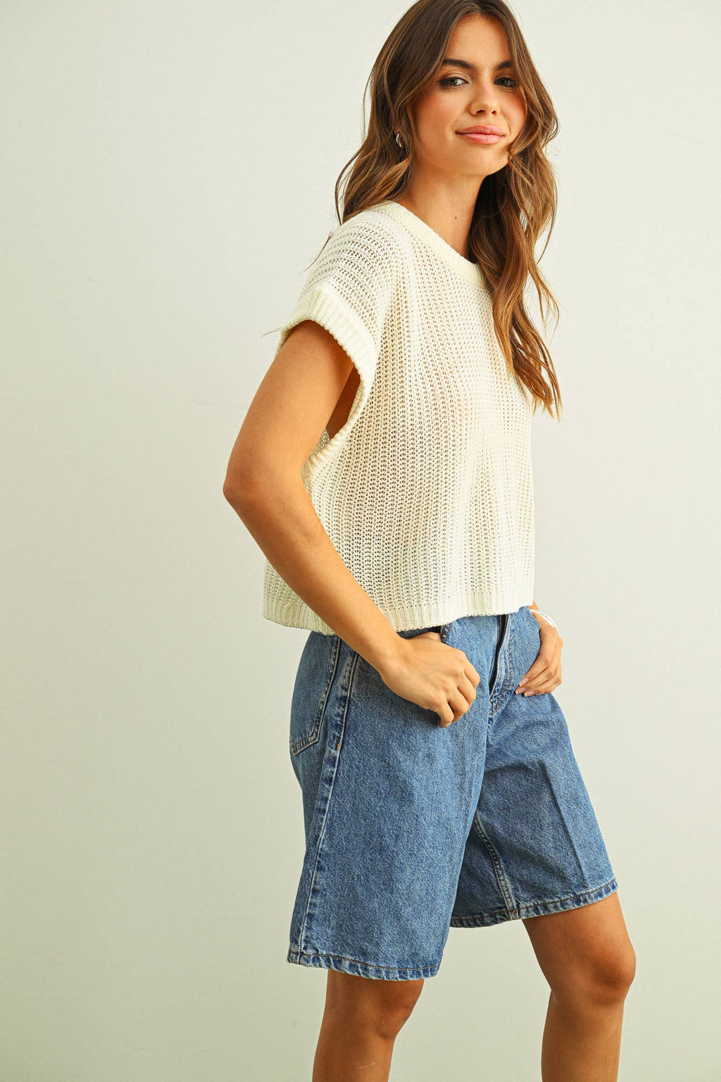 Courtney Knitted Top in Cream