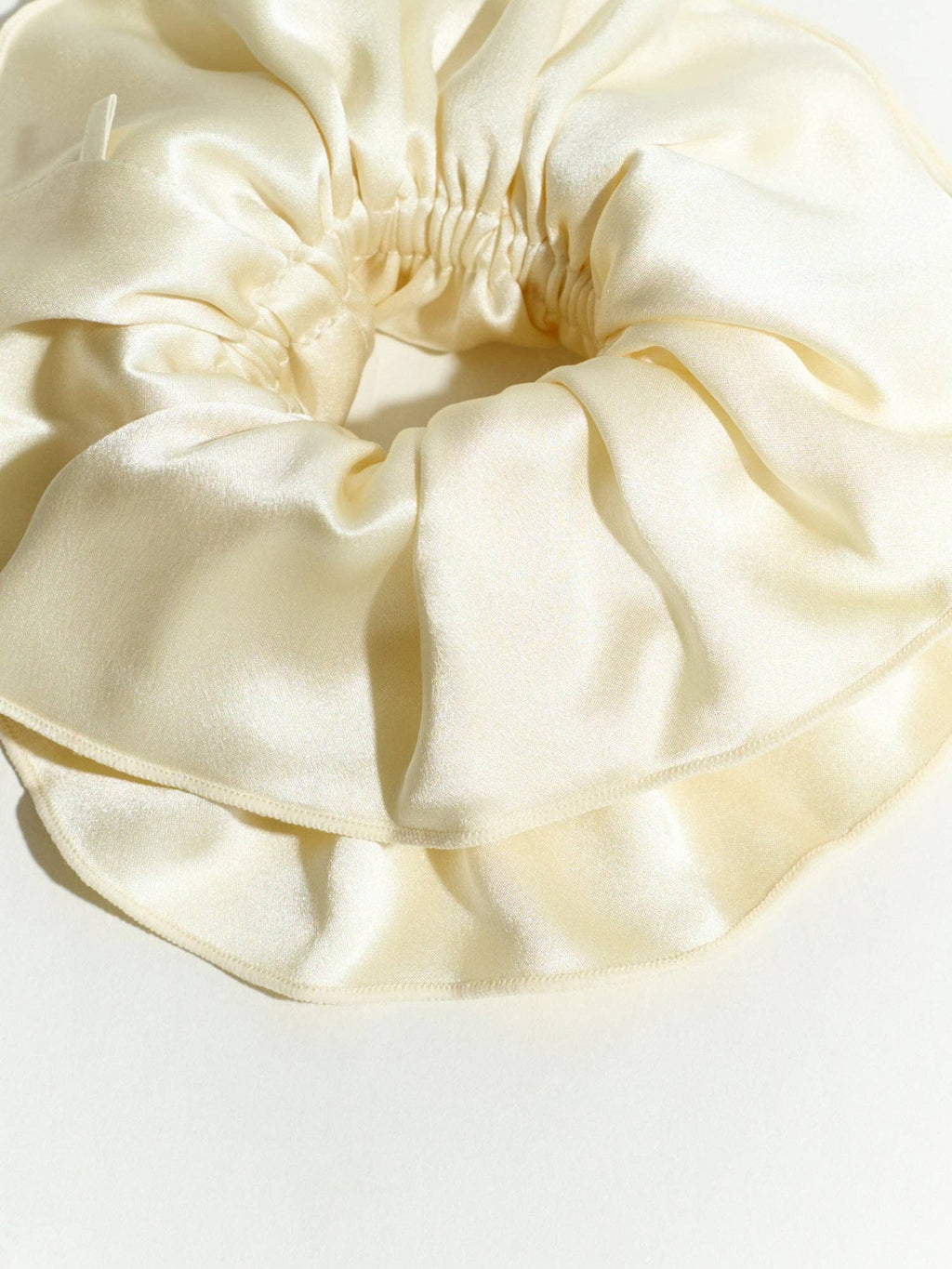 Double-Layer Oversized Silk Scrunchie in Cream