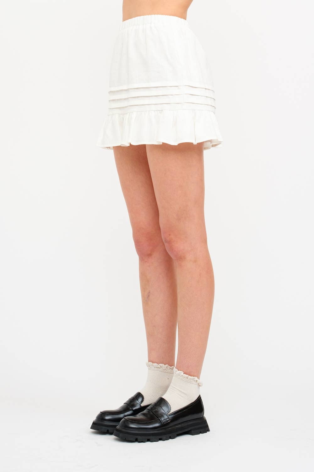 Maddy Ruffle Skirt in White