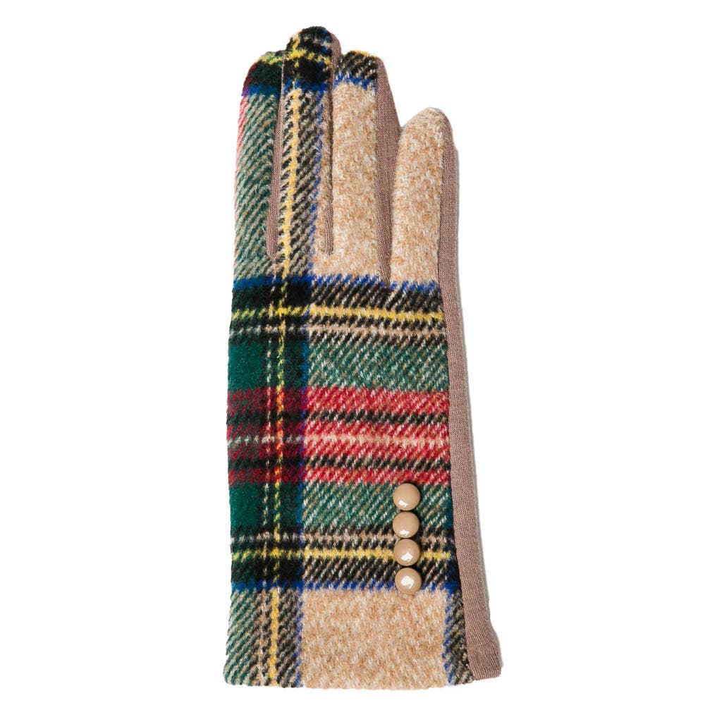 Camel Tartan Plaid Gloves