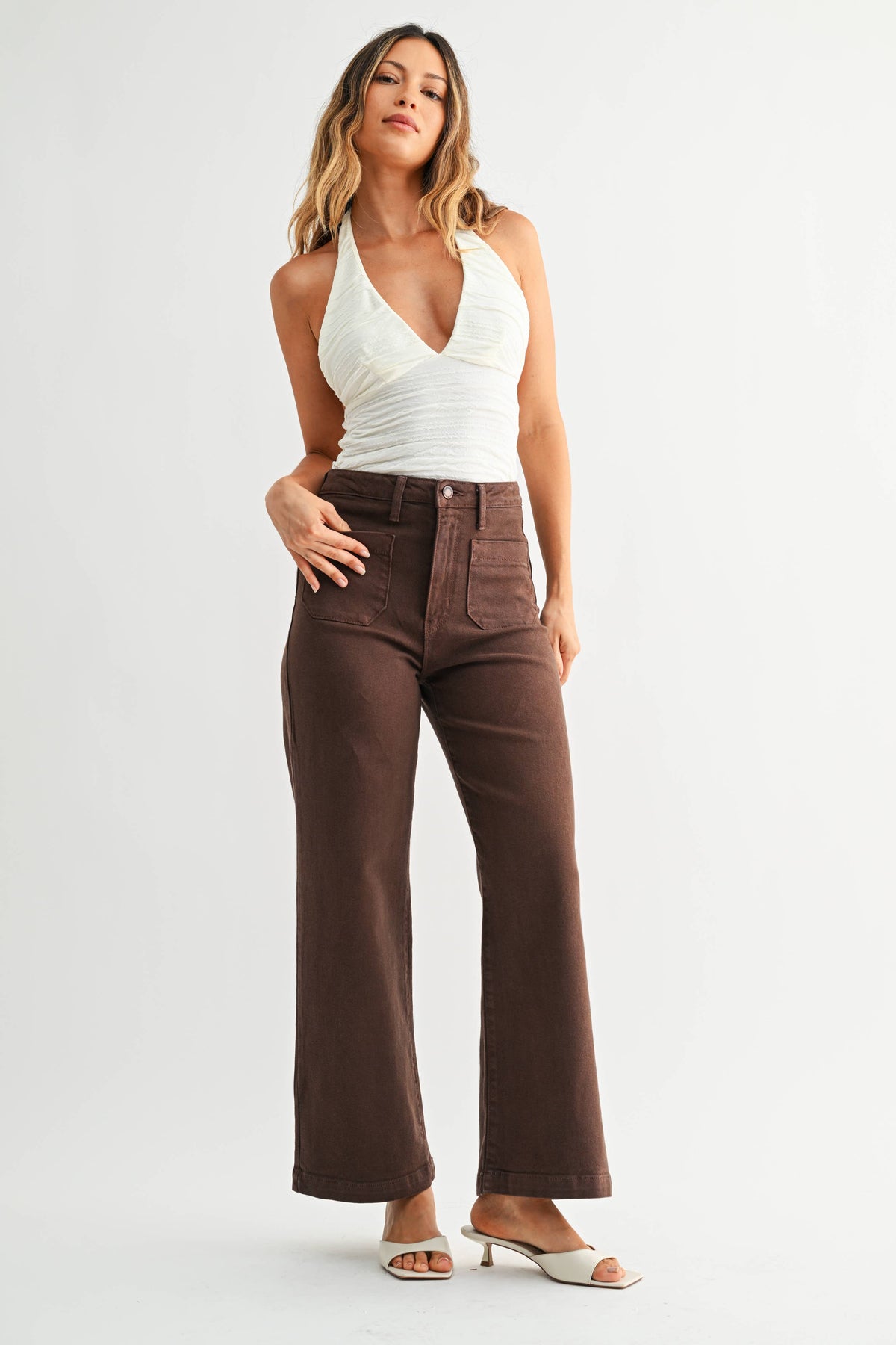 The Sailor Wide Leg Denim in Dark Brown
