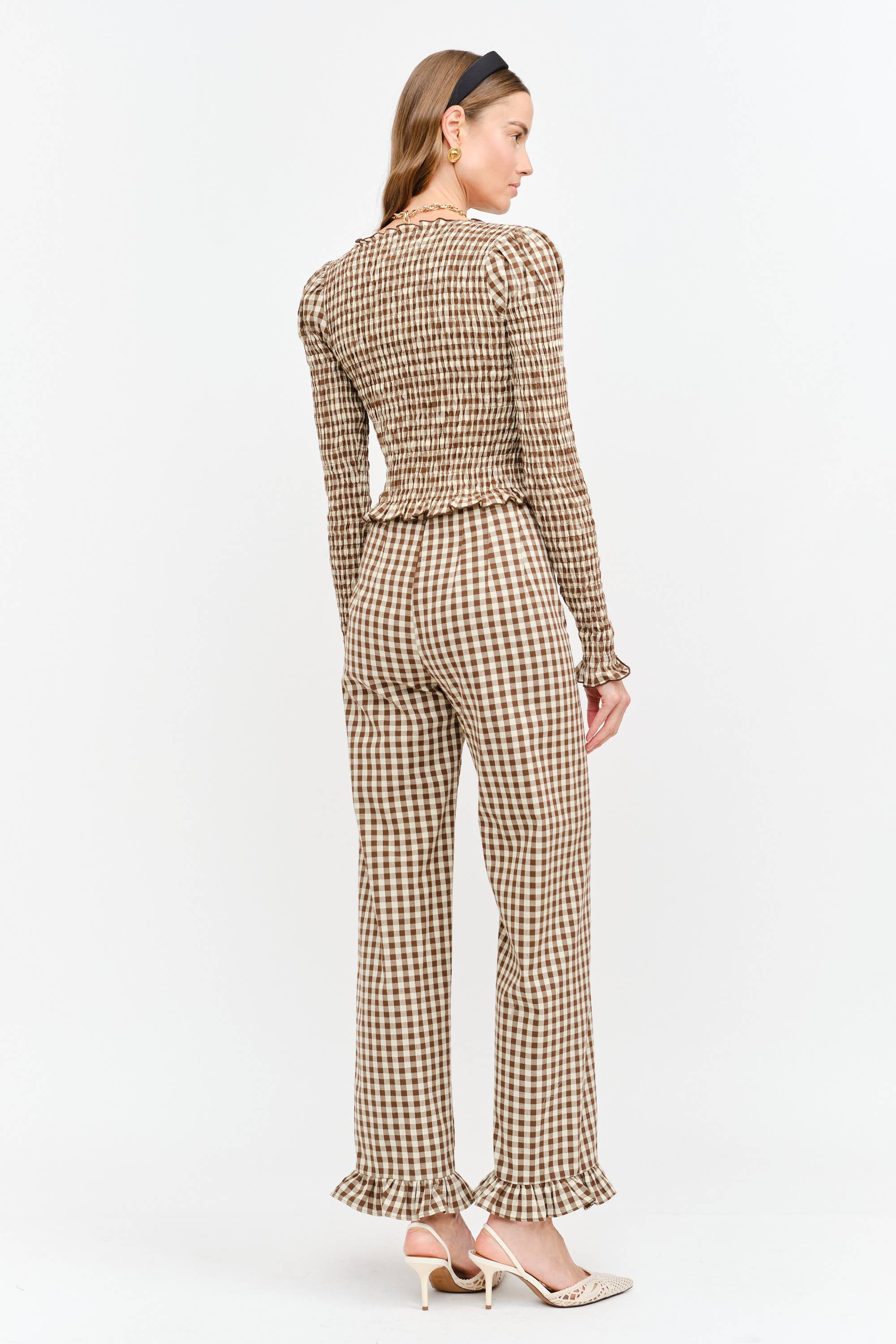 Gracie Gingham Top in Brown