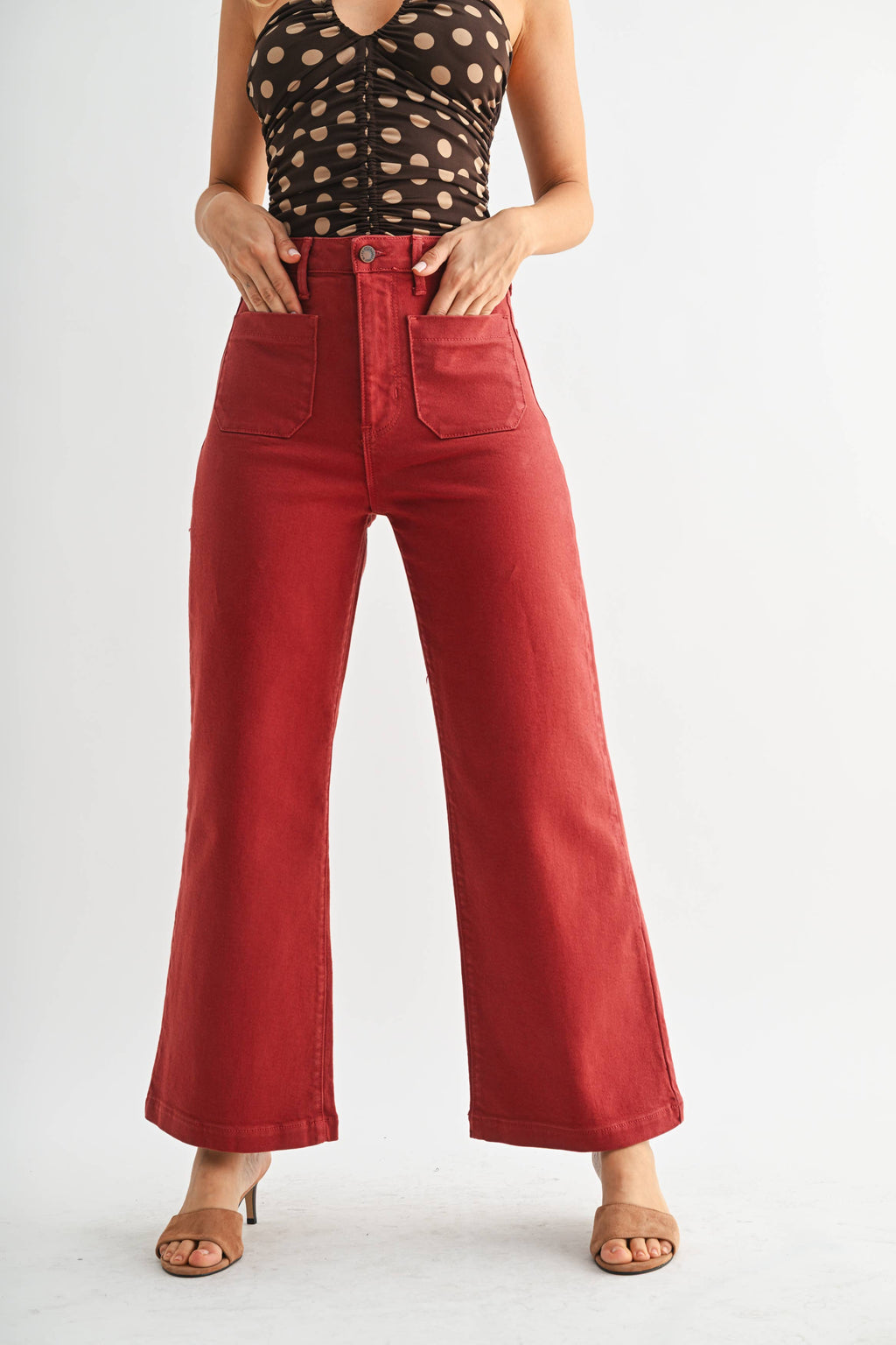 The Sailor Wide Leg Denim in Burgundy