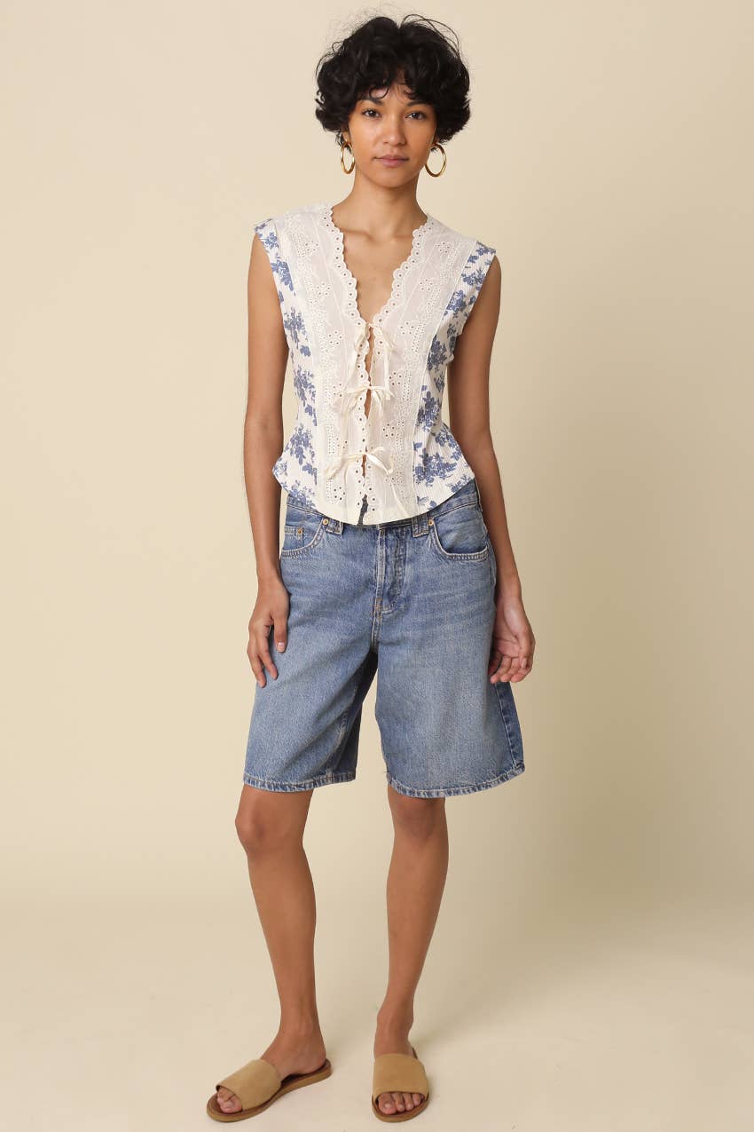 Lainey Lace Trim Floral Tank Top