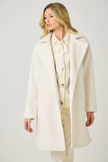 Gracie Lapel Collar Robe Coat in Snow White