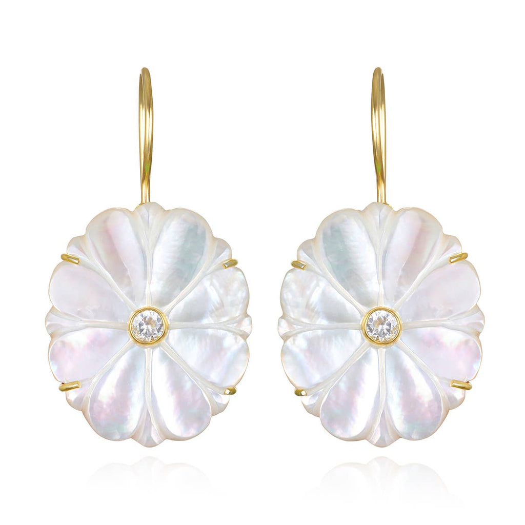 Marigold Earrings in Mother of Pearl & Topaz